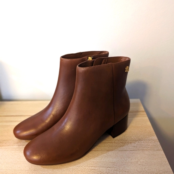 Ralph Lauren Shoes - NEW Lauren Ralph Lauren Women's Welford II Leather Bootie Deep Saddle Tan Size 5